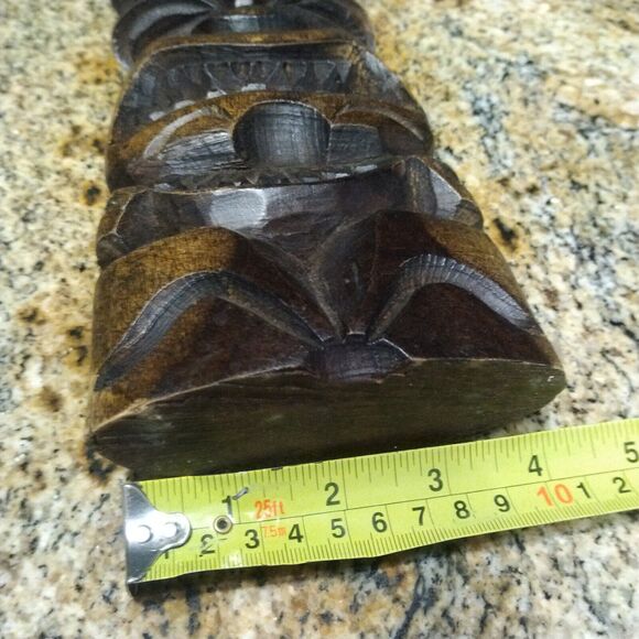 Large Tiki Statue Hand Carved Solid Wood Hawaiian Polynesian 11.5” MCM - Picture 7 of 10